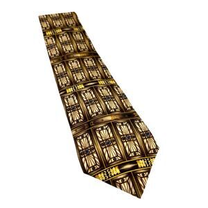 The Metropolitan Museum of Art store silk neck tie stained glass browns & tans